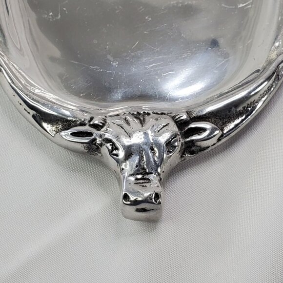 Arthur Court Oval Serving Tray With Longhorn Bull Head Handles 11x6 inches - Picture 8 of 11